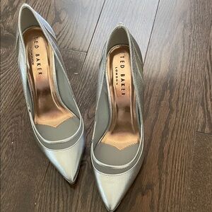 Ted Baker London Silver Pointed Toe Heels
